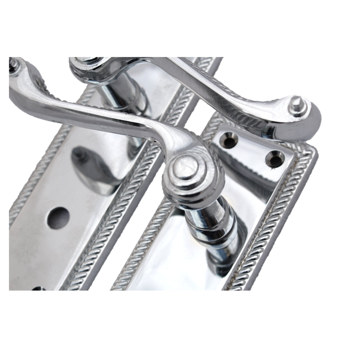 Marketplace JPG companion for Door Handles Georgian Lever Bathroom Lock Roped Edge - Chrome 150mm X 50mm - 150mm X 48mm