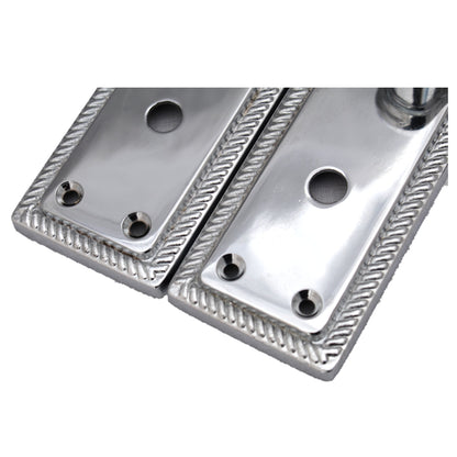 Marketplace JPG companion for Door Handles Georgian Lever Bathroom Lock Roped Edge - Chrome 150mm X 50mm - 150mm X 48mm