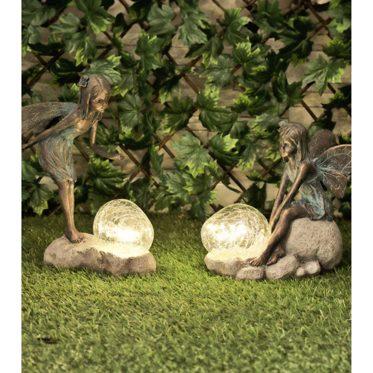 Marketplace JPG companion for Resin Fairy with Solar Light Flower or Bubble - Magical Sculpture for Indoors Outdoor Garden Decoration Light Up - 35.5cm