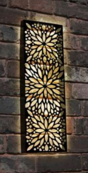 Metal Abstract Flower Solar Wall Panel Small/Large