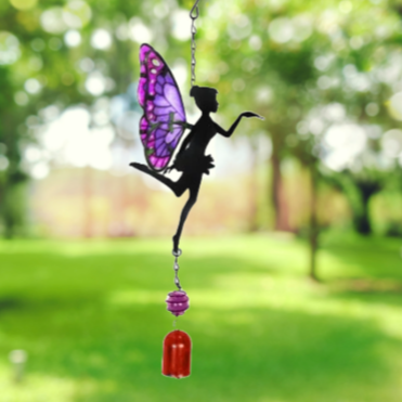 Hanging Fairy Bell Chime Purple - Wind Tree Hanger Sun Catcher Crystals Ball