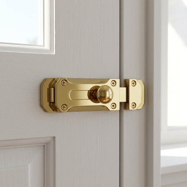 Brass Flat Door Bolt Slide Latch Lock 4" (100mm) 6" (150mm) - Pack of 1, 2 or 4