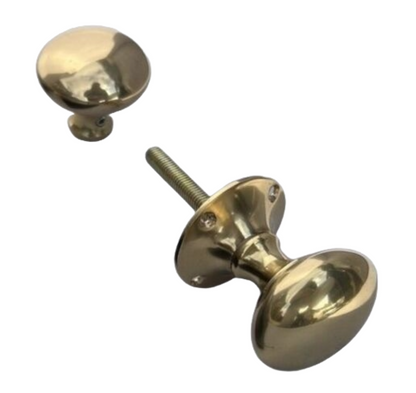 Polished Brass Victorian Mushroom Rim Door Knobs 50mm