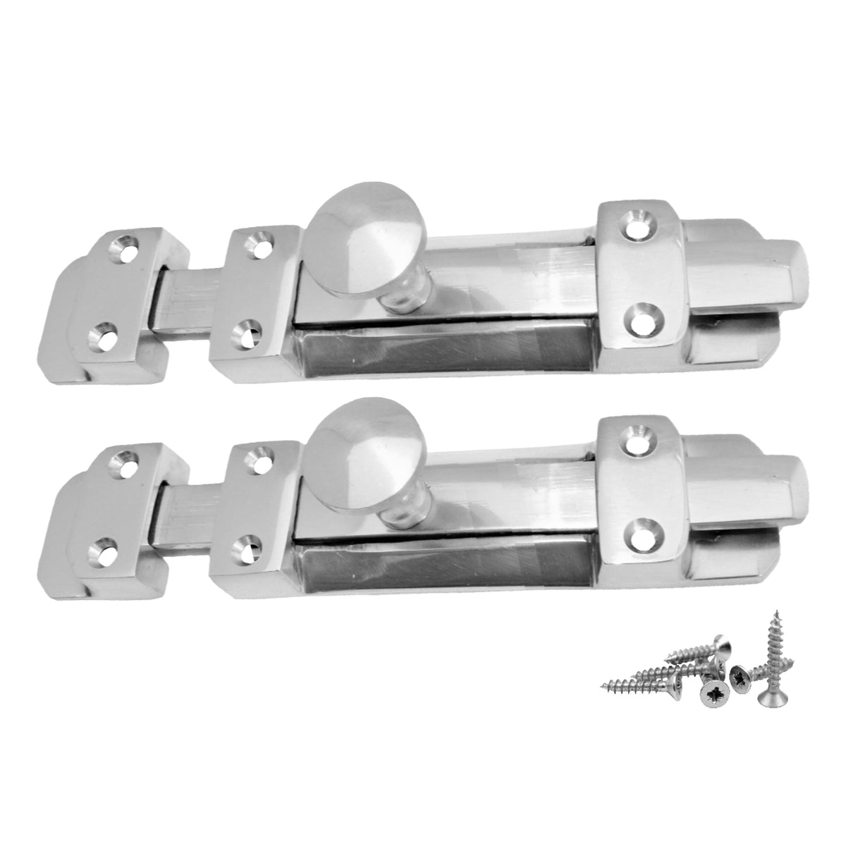 Marketplace JPG companion for 4" Inch & 6" Inch Flat Bolt Tower Door Bolt Latch Chrome 1-4