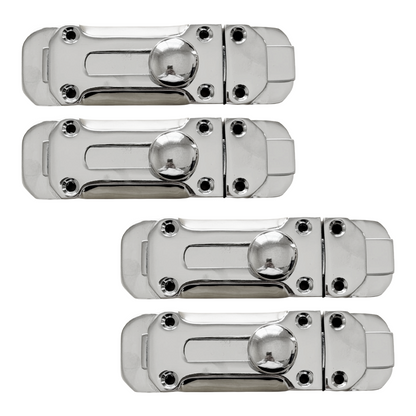 Chrome Flat Door Bolt Slide Latch Lock 4" (100mm) 6" (150mm) - Pack of 1, 2 or 4