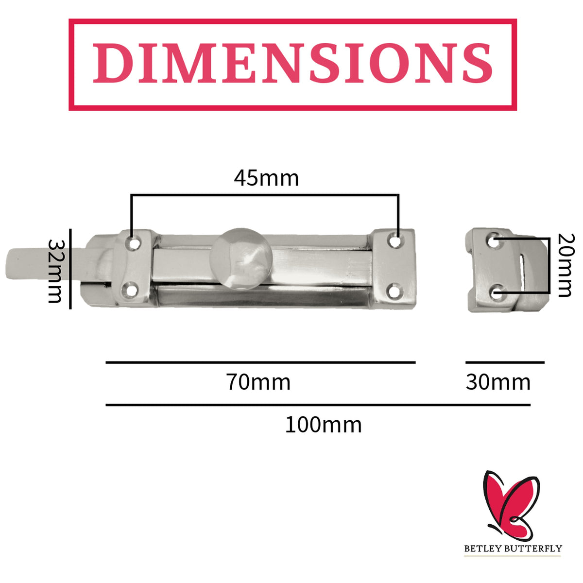 Marketplace JPG companion for 4" Inch & 6" Inch Flat Bolt Tower Door Bolt Latch Chrome 1-4