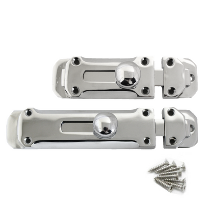 Chrome Flat Door Bolt Slide Latch Lock 4" (100mm) 6" (150mm) - Pack of 1, 2 or 4