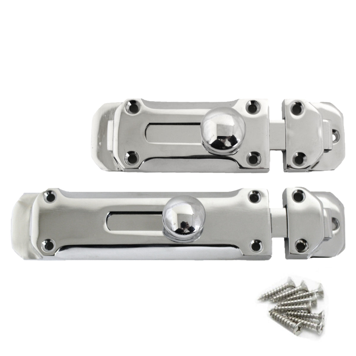 Marketplace JPG companion for Chrome Flat Door Bolt Slide Latch Lock 4" (100mm) 6" (150mm) - Pack of 1, 2 or 4