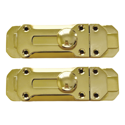 Brass Flat Door Bolt Slide Latch Lock 4" (100mm) 6" (150mm) - Pack of 1, 2 or 4