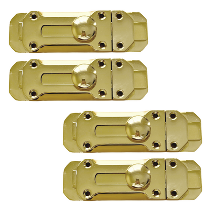Brass Flat Door Bolt Slide Latch Lock 4" (100mm) 6" (150mm) - Pack of 1, 2 or 4