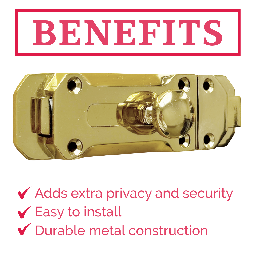 Brass Flat Door Bolt Slide Latch Lock 4" (100mm) 6" (150mm) - Pack of 1, 2 or 4