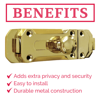 Brass Flat Door Bolt Slide Latch Lock 4" (100mm) 6" (150mm) - Pack of 1, 2 or 4