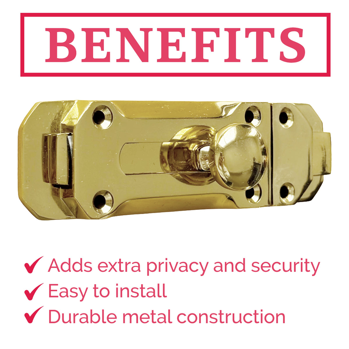 Marketplace JPG companion for Brass Flat Door Bolt Slide Latch Lock 4" (100mm) 6" (150mm) - Pack of 1, 2 or 4