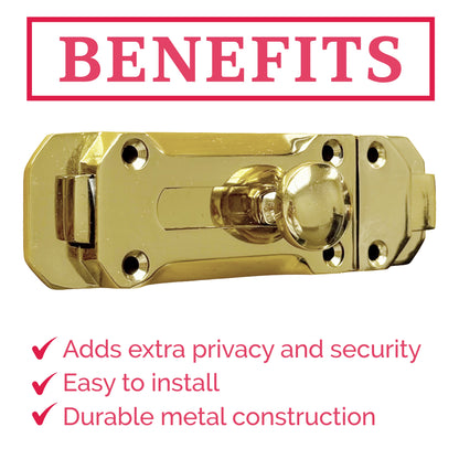 Marketplace JPG companion for Brass Flat Door Bolt Slide Latch Lock 4" (100mm) 6" (150mm) - Pack of 1, 2 or 4