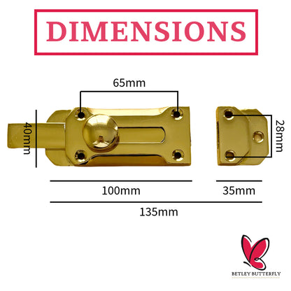 Marketplace JPG companion for Brass Flat Door Bolt Slide Latch Lock 4" (100mm) 6" (150mm) - Pack of 1, 2 or 4