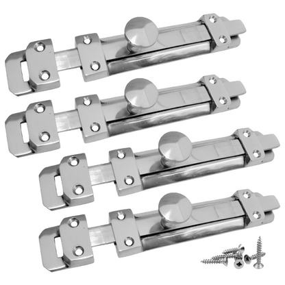Paire de verrous de porte à pêne plat de 4" et 6" Chromé