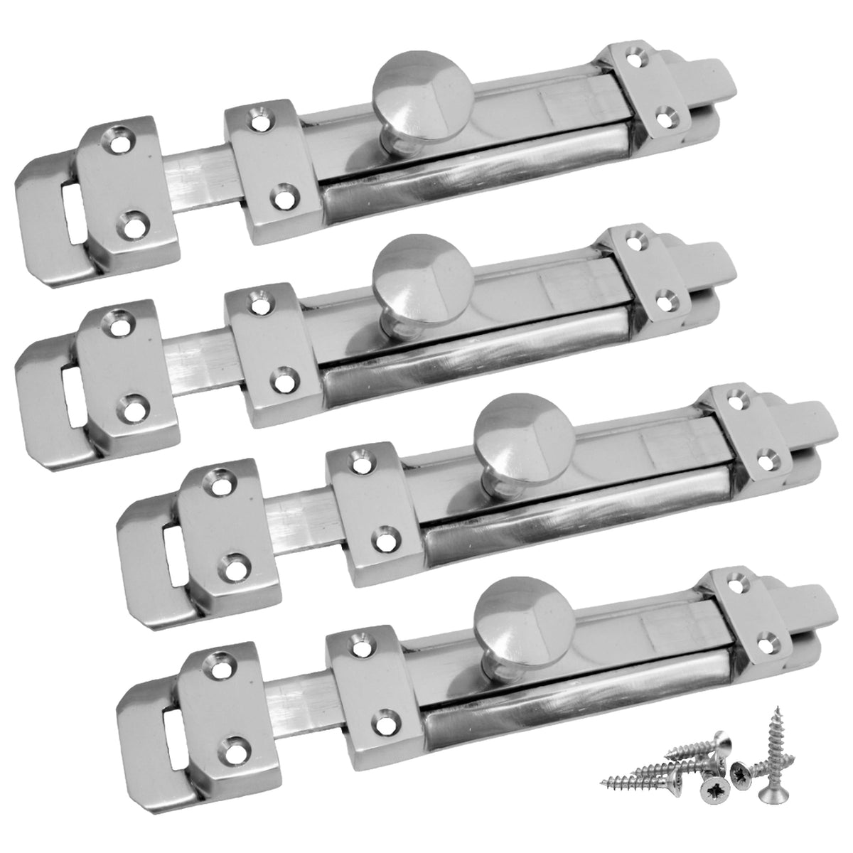 Marketplace JPG companion for 4" Inch & 6" Inch Flat Bolt Tower Door Bolt Latch Chrome 1-4