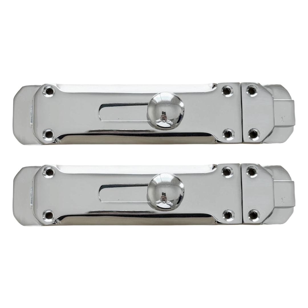 Chrome Flat Door Bolt Slide Latch Lock 4" (100mm) 6" (150mm) - Pack of 1, 2 or 4