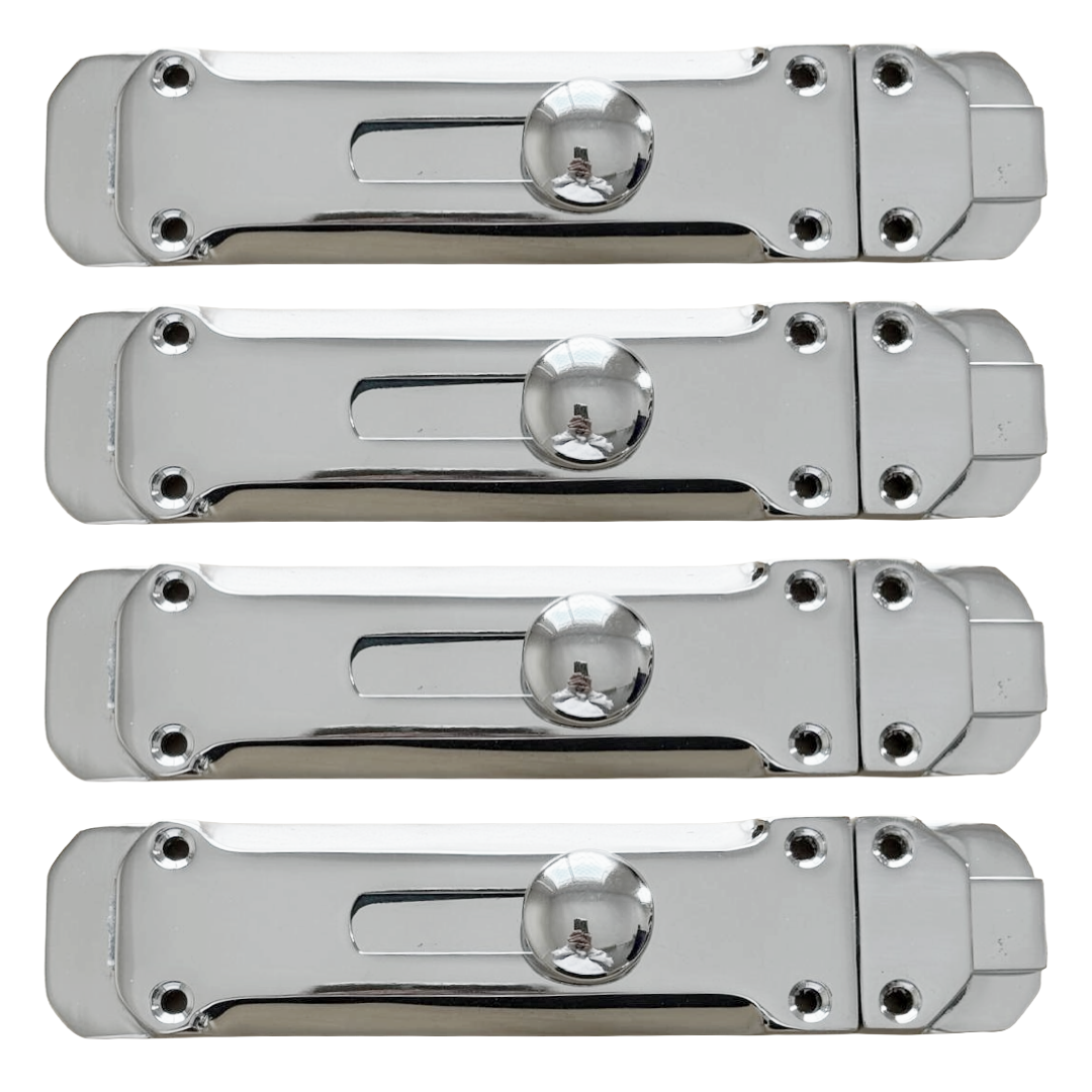 Chrome Flat Door Bolt Slide Latch Lock 4" (100mm) 6" (150mm) - Pack of 1, 2 or 4