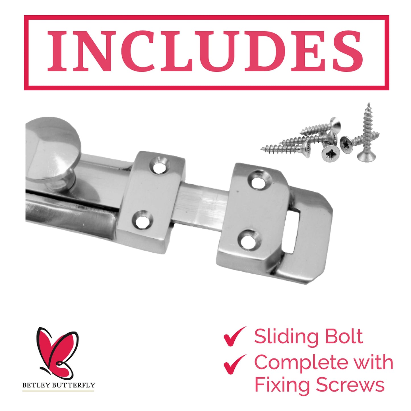 Marketplace JPG companion for 4" Inch & 6" Inch Flat Bolt Tower Door Bolt Latch Chrome 1-4
