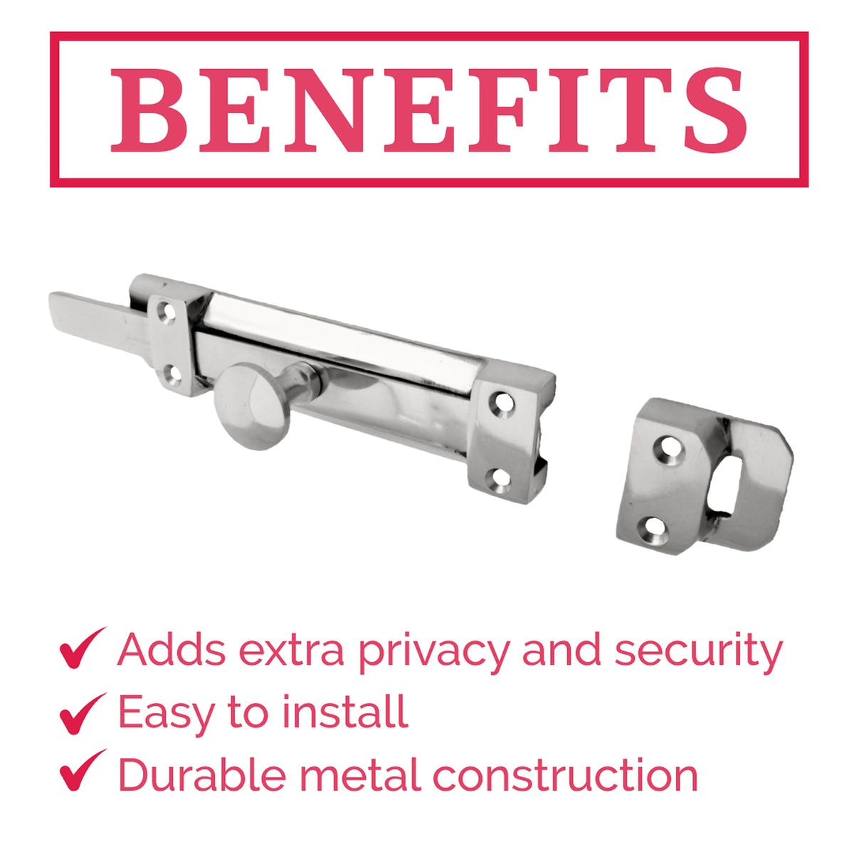 Marketplace JPG companion for 4" Inch & 6" Inch Flat Bolt Tower Door Bolt Latch Chrome 1-4