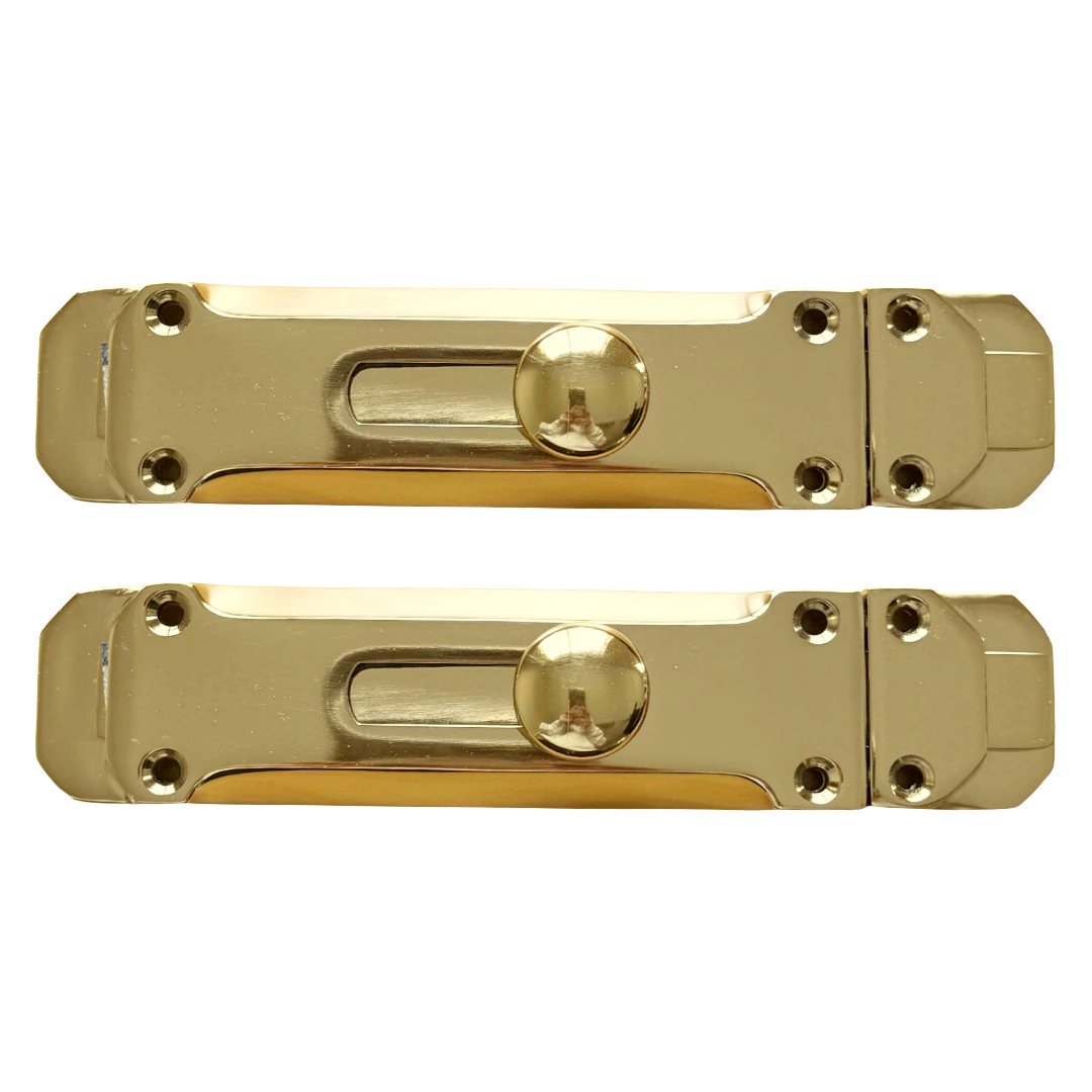 Brass Flat Door Bolt Slide Latch Lock 4" (100mm) 6" (150mm) - Pack of 1, 2 or 4