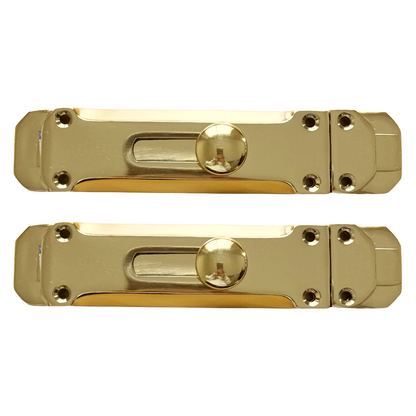 Brass Flat Door Bolt Slide Latch Lock 4" (100mm) 6" (150mm) - Pack of 1, 2 or 4