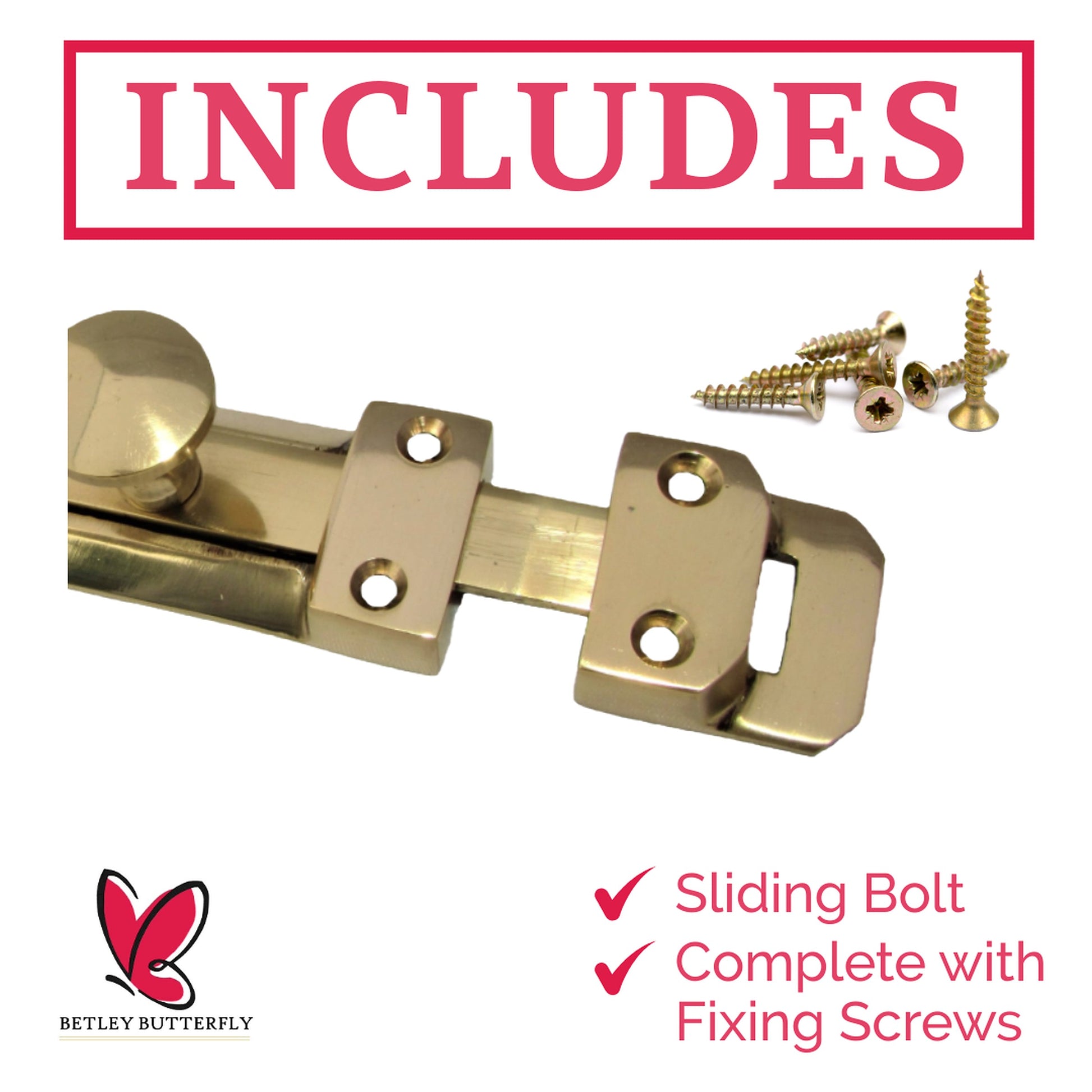 Marketplace JPG companion for 4" Inch & 6" Inch Flat Bolt Tower Door Bolt Latch Brass 1-4