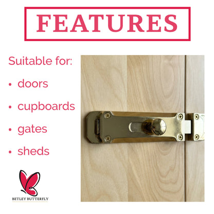 Marketplace JPG companion for Brass Flat Door Bolt Slide Latch Lock 4" (100mm) 6" (150mm) - Pack of 1, 2 or 4