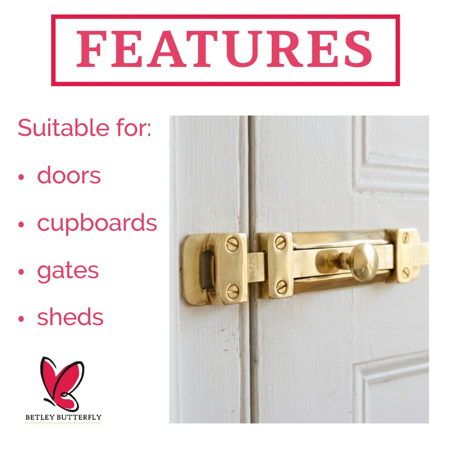 Marketplace JPG companion for 4" Inch & 6" Inch Flat Bolt Tower Door Bolt Latch Brass 1-4