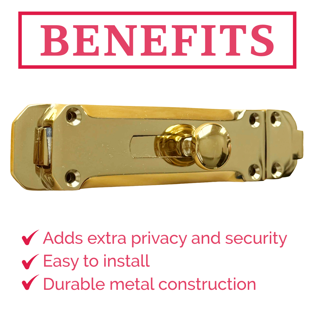 Brass Flat Door Bolt Slide Latch Lock 4" (100mm) 6" (150mm) - Pack of 1, 2 or 4