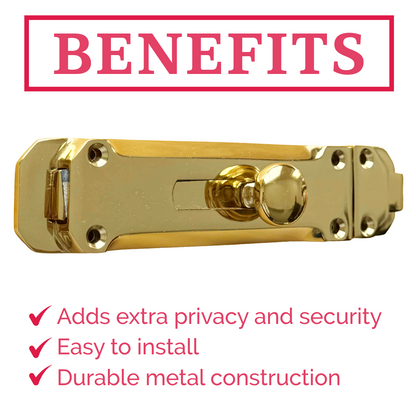 Brass Flat Door Bolt Slide Latch Lock 4" (100mm) 6" (150mm) - Pack of 1, 2 or 4