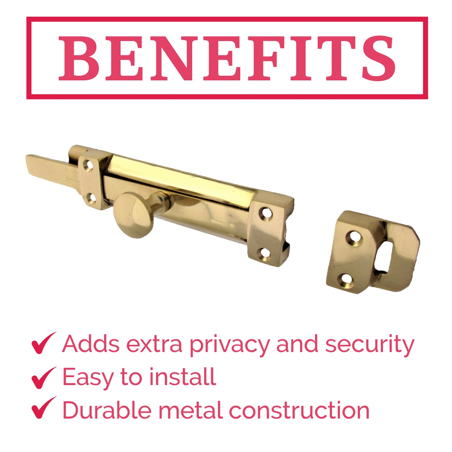 Marketplace JPG companion for 4" Inch & 6" Inch Flat Bolt Tower Door Bolt Latch Brass 1-4