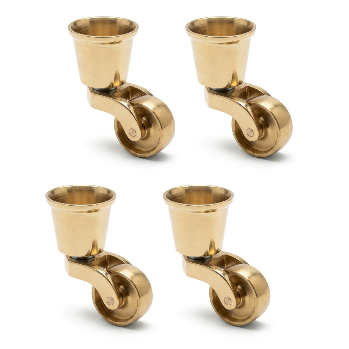 32mm Solid Brass Cup Castors for Furniture & Chairs, Pack of 4