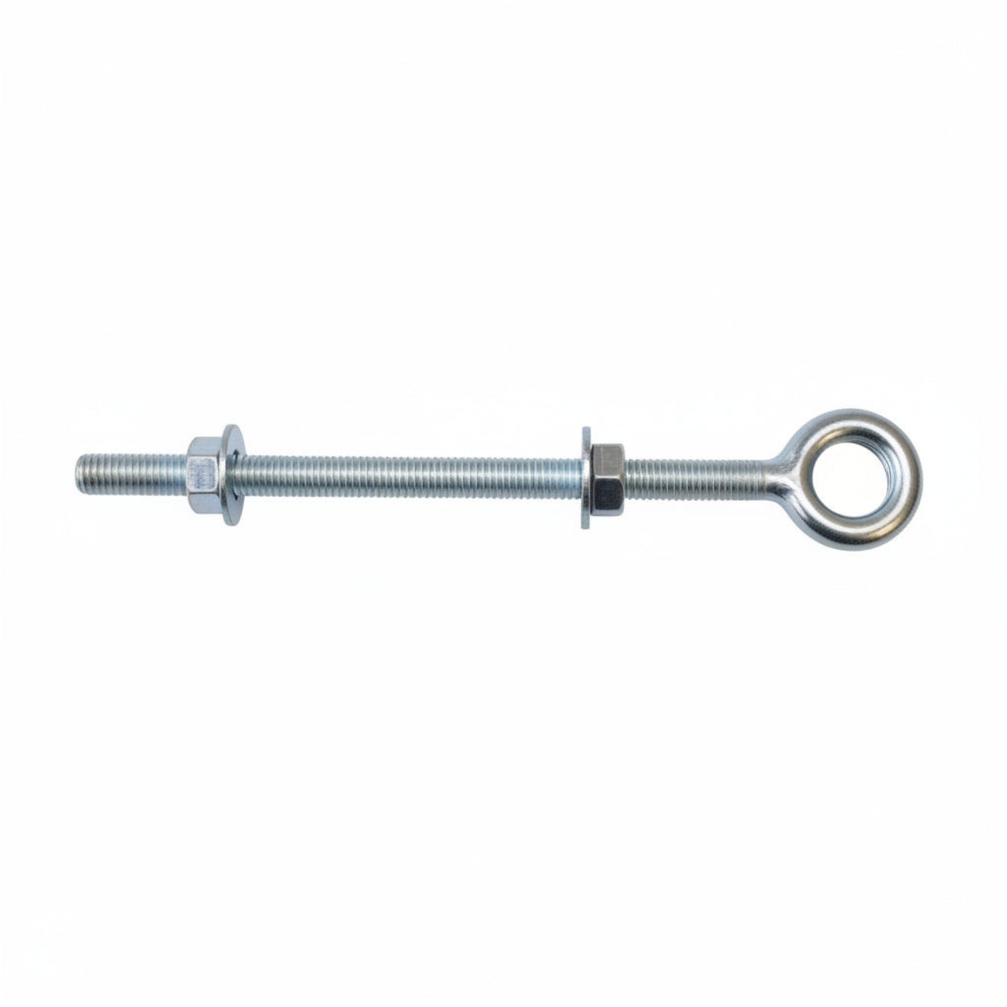 Zinc-plated welded eye bolts with 2 nuts and 2 washers