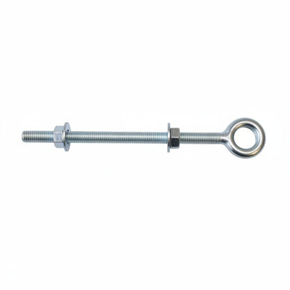 Zinc-plated welded eye bolts with 2 nuts and 2 washers