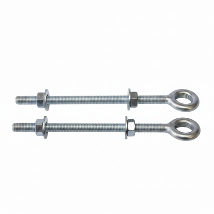 Zinc-plated welded eye bolts with 2 nuts and 2 washers