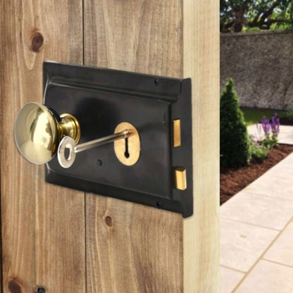 Marketplace JPG companion for Solid Brass Black Rim Lock Door Knob Old Vintage Victorian Style Brass Handles - 6" x 4"