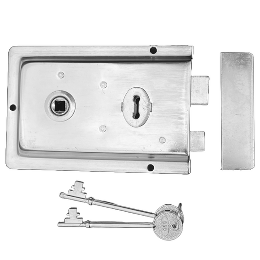 Chrome Polished Fluted Rim Lock Victorian