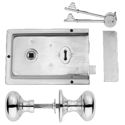 Marketplace JPG companion for Chrome Fluted Rim Lock Door Knob Old Vintage Victorian Style Knobs - 6" x 4"