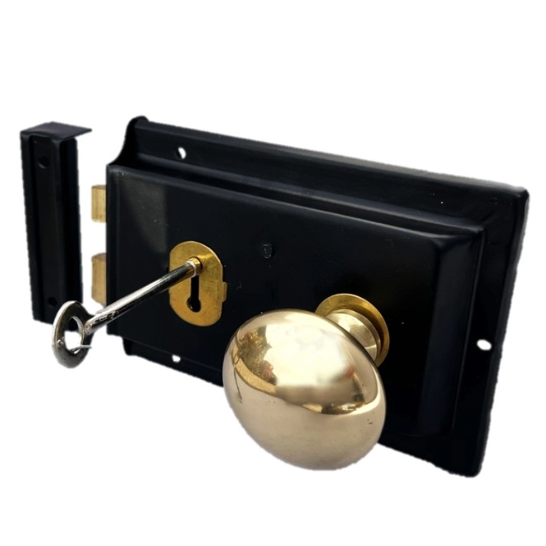 Solid Brass Black Rim Lock Door Knob Old Vintage Victorian Style BRASS HANDLES