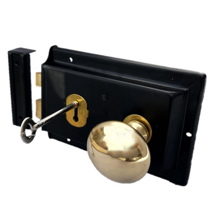 Solid Brass Black Rim Lock Door Knob Old Vintage Victorian Style BRASS HANDLES