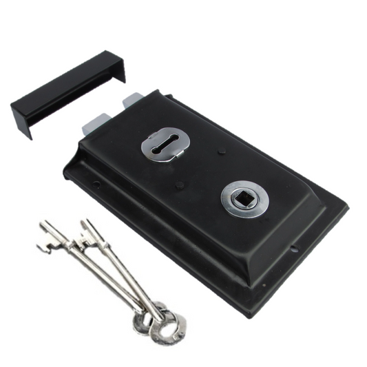Black Rim Lock Victorian Style Chrome