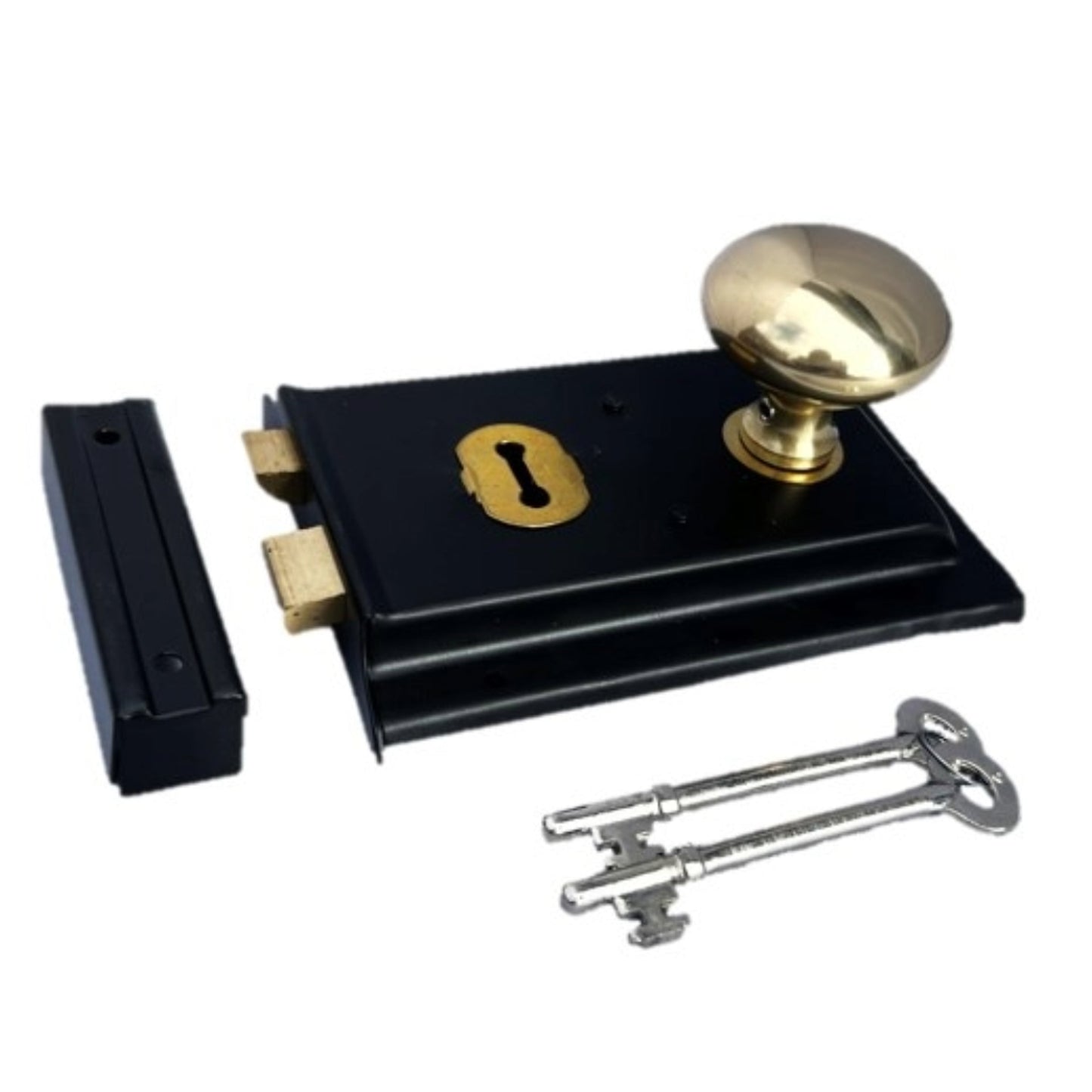 Marketplace JPG companion for Solid Brass Black Rim Lock Door Knob Old Vintage Victorian Style Brass Handles - 6" x 4"