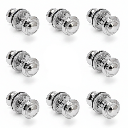 Door Knobs Round Georgian Roped Mortice Knob - Chrome Polished 62mm