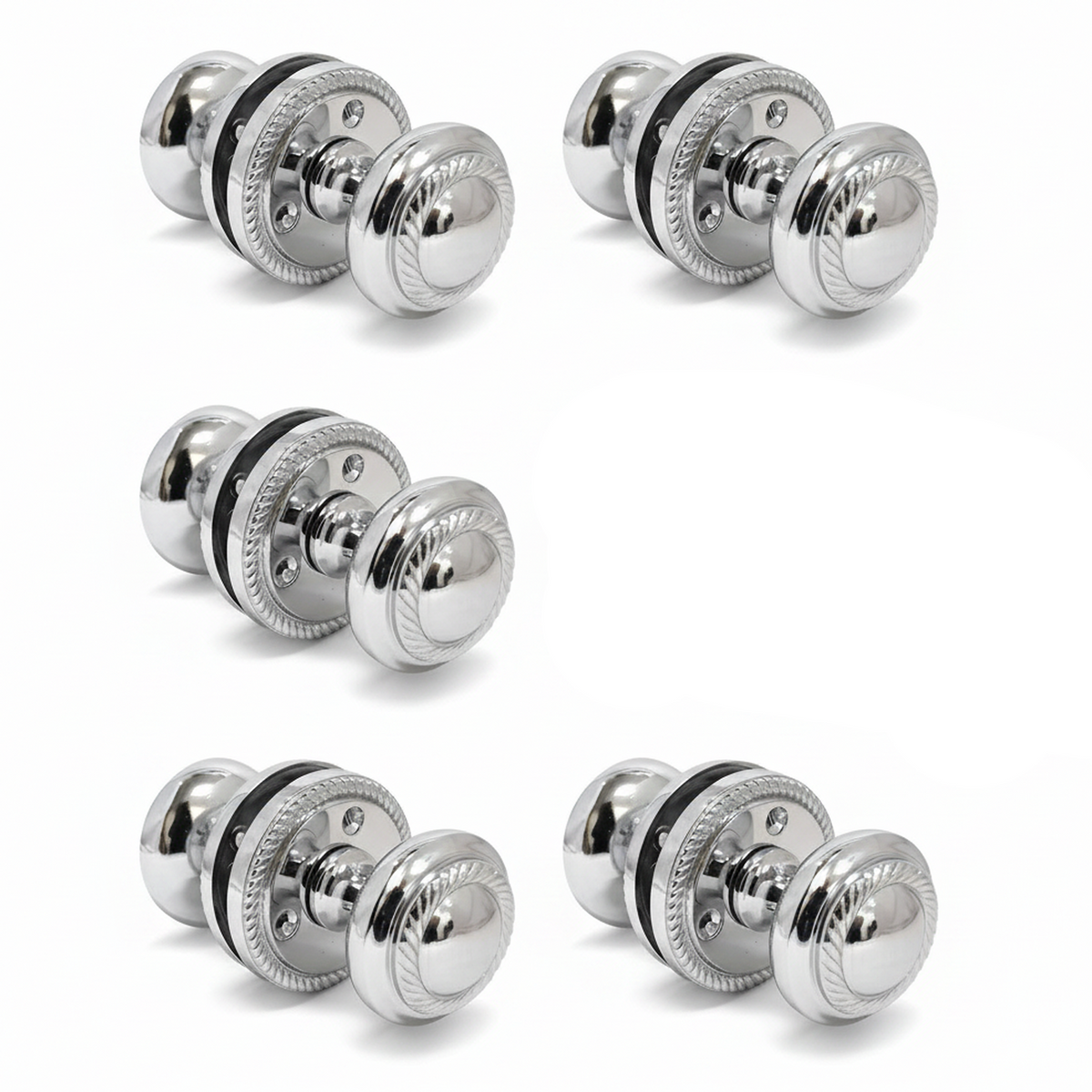 Door Knobs Round Georgian Roped Mortice Knob - Chrome Polished 62mm