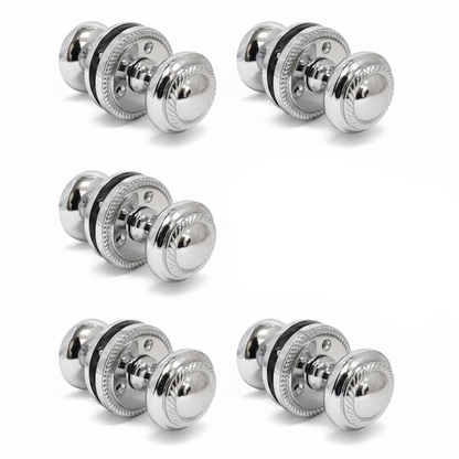 Door Knobs Round Georgian Roped Mortice Knob - Chrome Polished 62mm