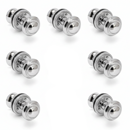 Door Knobs Round Georgian Roped Mortice Knob - Chrome Polished 62mm