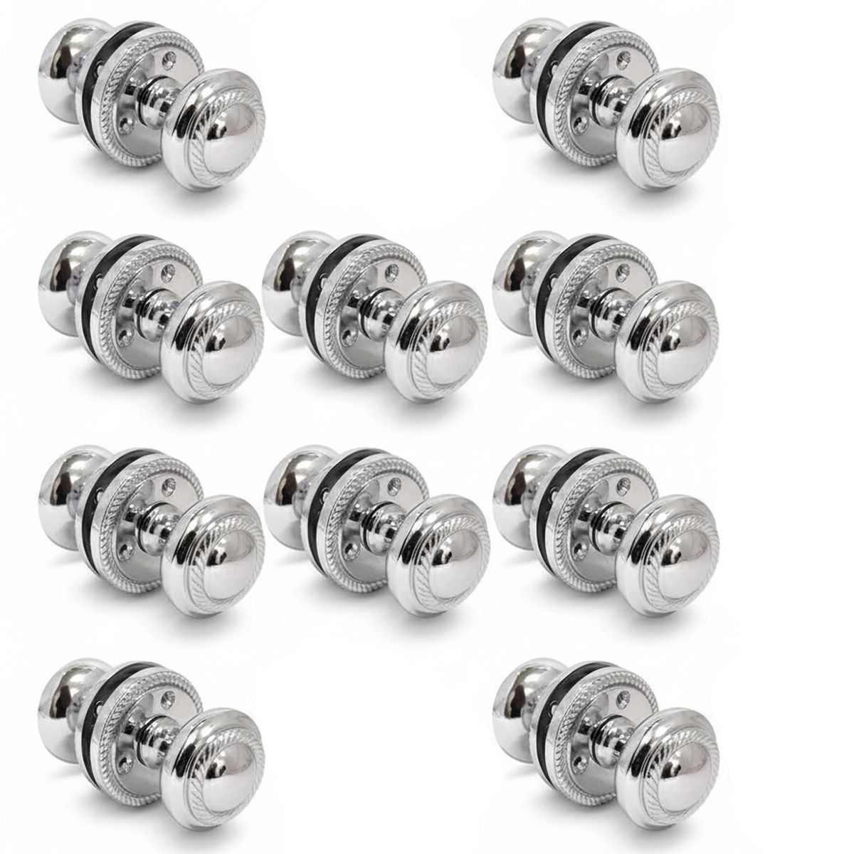 Door Knobs Round Georgian Roped Mortice Knob - Chrome Polished 62mm