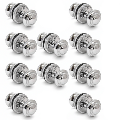Door Knobs Round Georgian Roped Mortice Knob - Chrome Polished 62mm